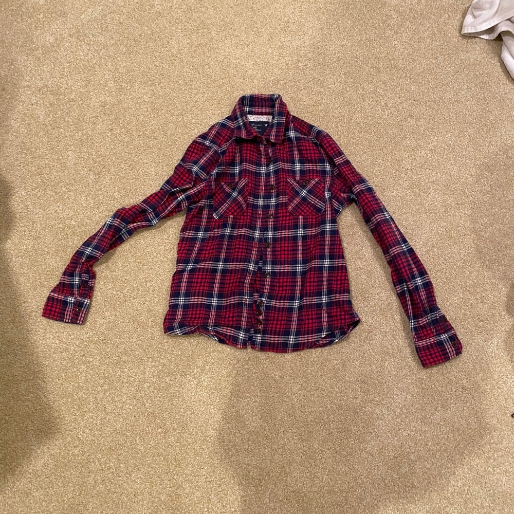 American eagle red and navy plaid flannel